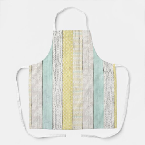 Rustic Mint  Yellow Boho Geometric Modern Cottage Apron