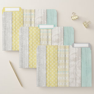 Rustic Mint & Yellow Boho Geometric Modern Cottage File Folder