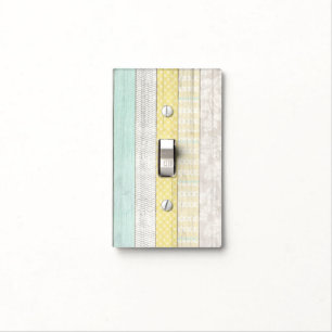 Rustic Mint & Yellow Boho Geometric Modern Cottage Light Switch Cover