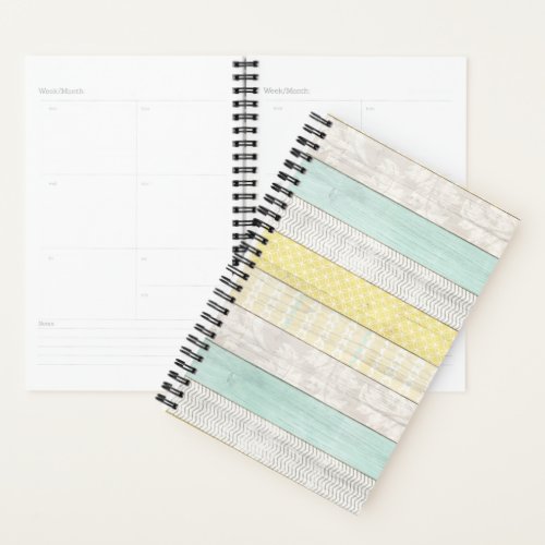 Rustic Mint  Yellow Boho Geometric Modern Cottage Planner