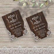 Rustic Miss To Mrs Wood Lace Bridal Shower Invitation at Zazzle