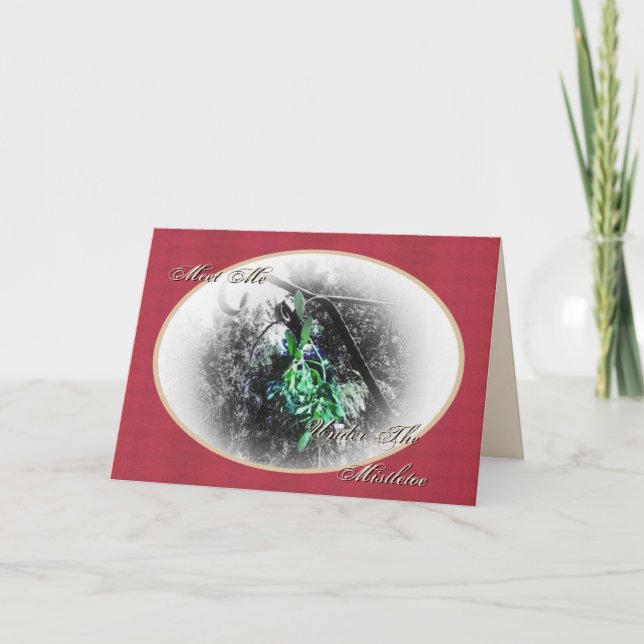 Rustic Mistletoe Yule Winter Solstice Holiday Card (Front)