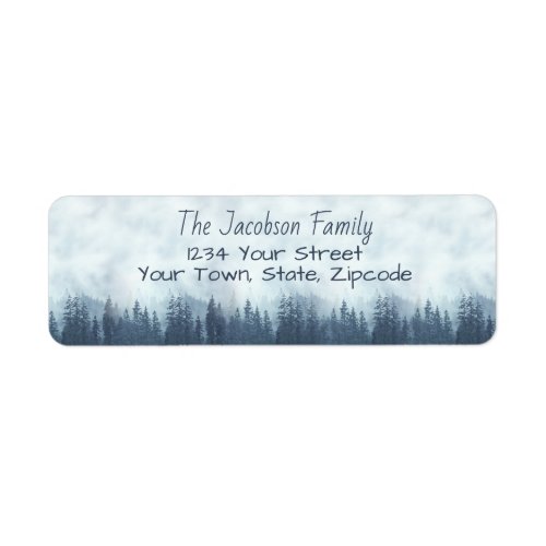 Rustic Misty Blue Pines Small Return Address Label