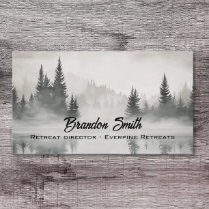Rustic misty forest watercolor glamping  business card