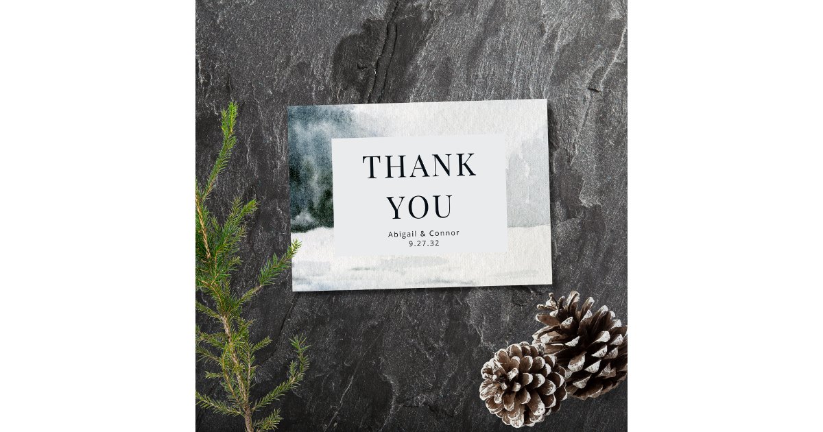 Rustic Misty Mountain Lake Watercolor Thank You Card | Zazzle
