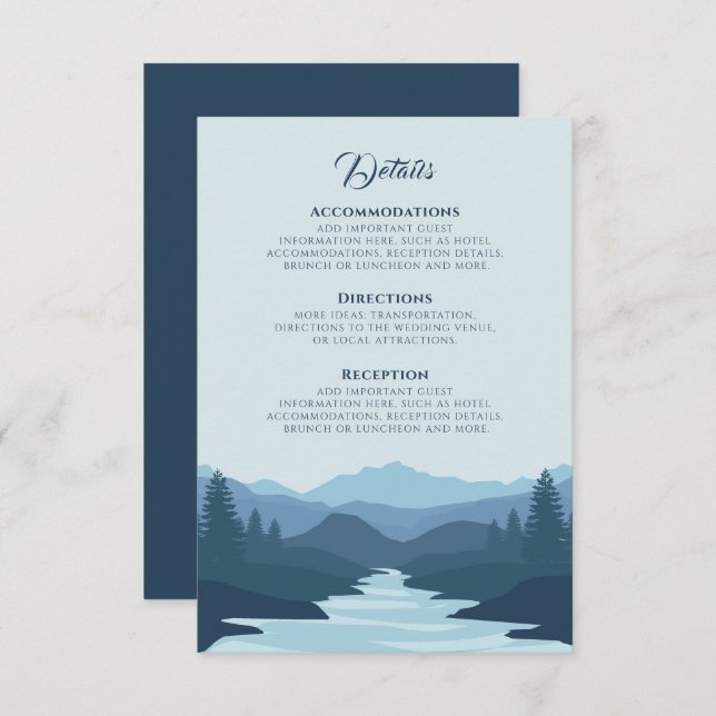 Rustic Misty Mountains Wedding Details  RSVP Card (Front/Back)