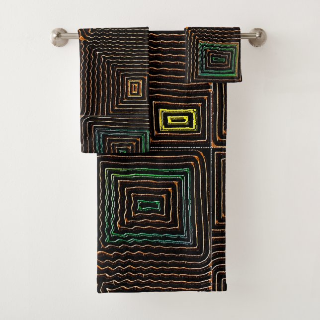 Rustic Mod Kuba Bath Towel Set (Insitu)