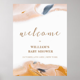 Rustic Modern Abstract Baby Shower Welcome  Poster