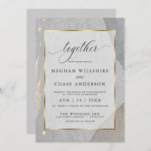 Rustic Modern Abstract Gray Watercolor Invitation