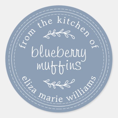 Rustic Modern Baked Goods Blueberry Muffins Blue C Classic Round Sticker