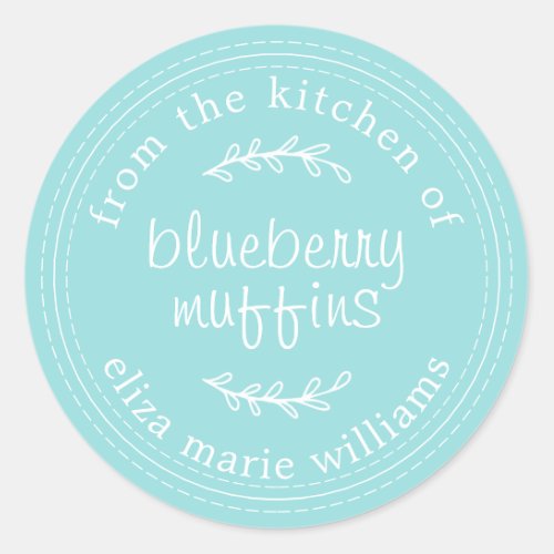 Rustic Modern Baked Goods Blueberry Muffins Blue Classic Round Sticker