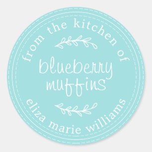 Rustic Modern Baked Goods Blueberry Muffins Blue Classic Round Sticker
