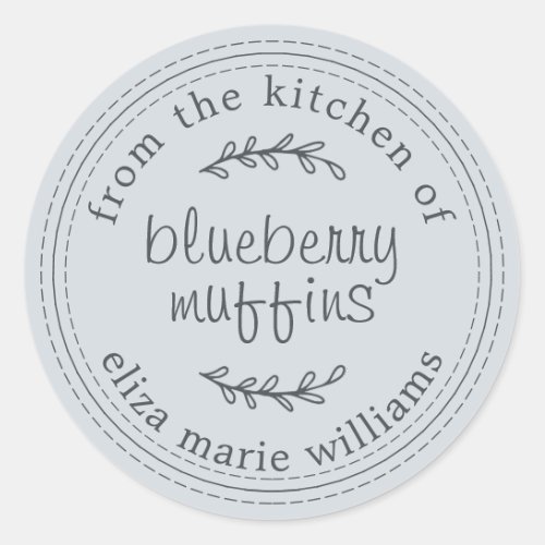 Rustic Modern Baked Goods Blueberry Muffins Blue Classic Round Sticker