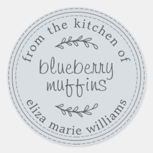 Rustic Modern Baked Goods Blueberry Muffins Blue Classic Round Sticker
