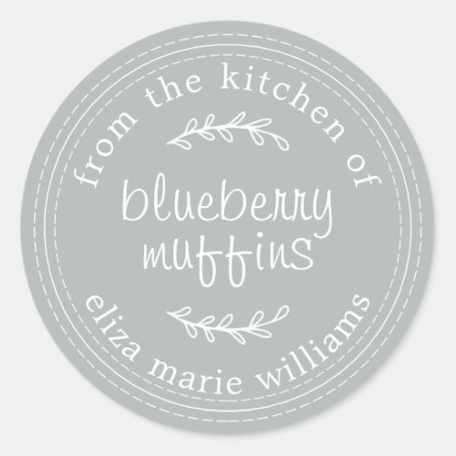 Rustic Modern Baked Goods Blueberry Muffins Gray Classic Round Sticker