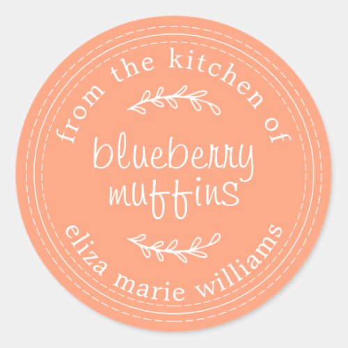 Rustic Modern Baked Goods Blueberry Muffins Orange Classic Round Sticker