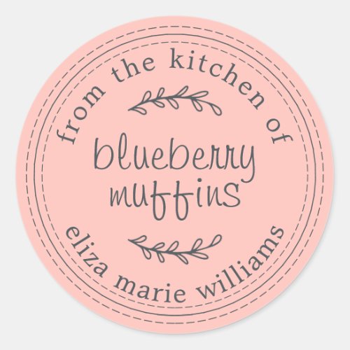 Rustic Modern Baked Goods Blueberry Muffins Pink Classic Round Sticker