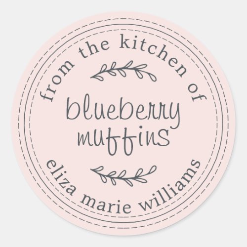 Rustic Modern Baked Goods Blueberry Muffins Pink Classic Round Sticker