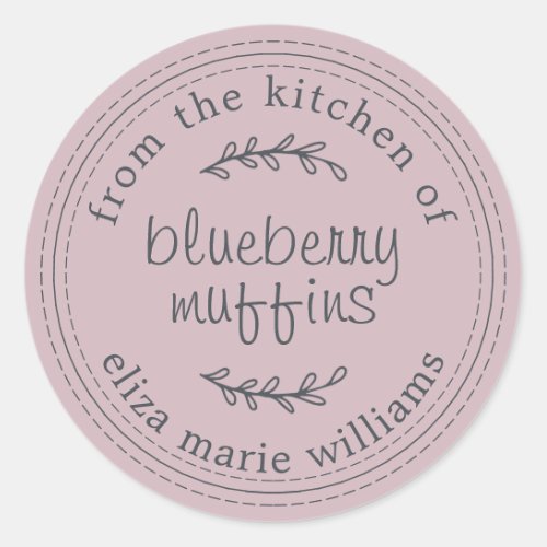 Rustic Modern Baked Goods Blueberry Muffins Purple Classic Round Sticker