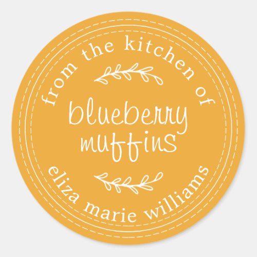 Rustic Modern Baked Goods Blueberry Muffins Yellow Classic Round Sticker
