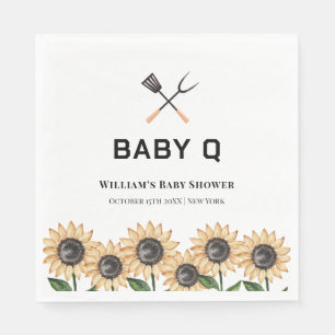 Rustic Modern BBQ Sunflower Baby Shower Napkins