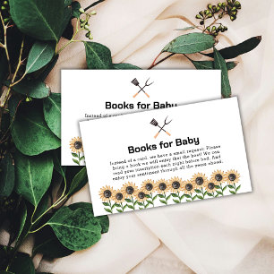 Rustic Modern BBQ Sunflower Books For Baby Shower Enclosure Card
