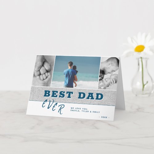 Rustic Modern Best Dad Fathers Day Photo Collage Card