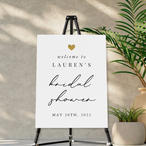 Rustic Modern Black and Gold Bridal Shower Welcome Foam Board