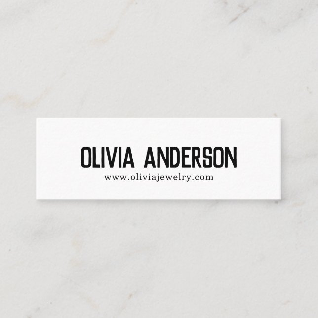 Rustic modern black and white handmade jewelry mini business card (Front)