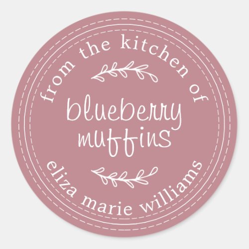 Rustic Modern Blueberry Muffins Dusty Rose Classic Round Sticker