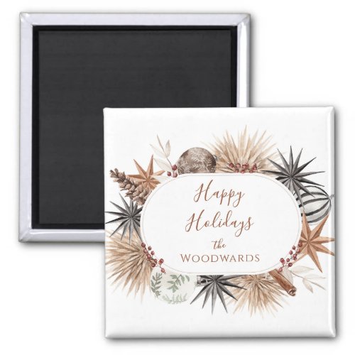 Rustic Modern Boho Christmas Personalized Magnet