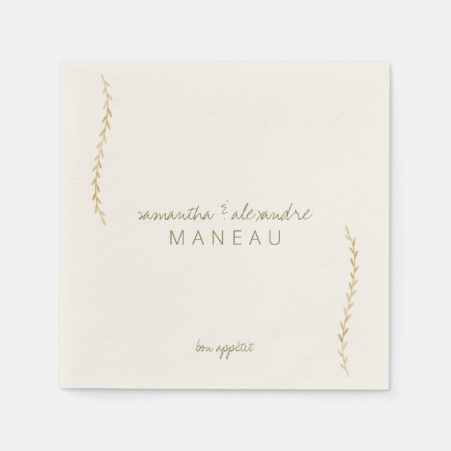 Rustic Modern Boho Floral Greenery Wedding Napkins (Front)