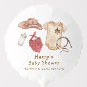 Rustic Modern Boho Western Cowboy Baby Shower  Balloon