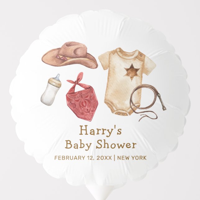 Rustic Modern Boho Western Cowboy Baby Shower  Balloon (Front)