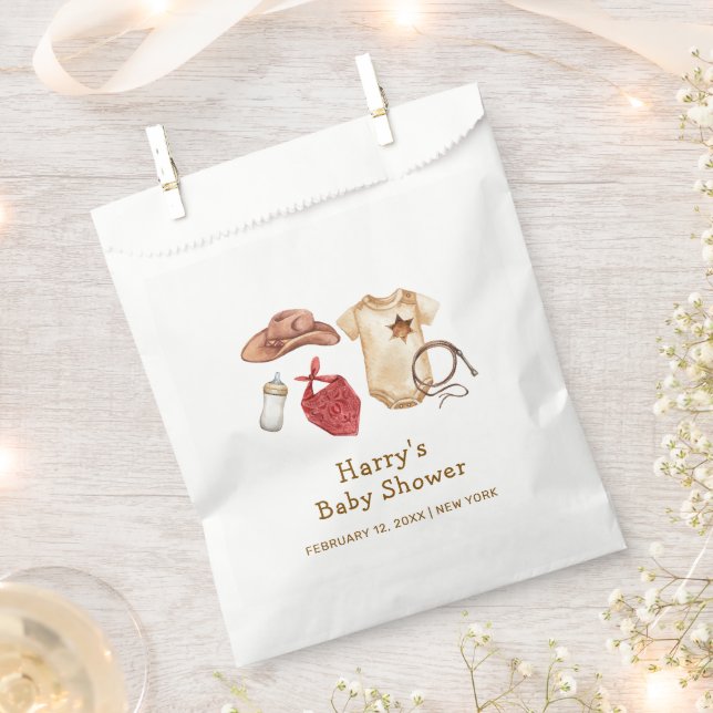 Rustic Modern Boho Western Cowboy Baby Shower  Favor Bag (Clipped)