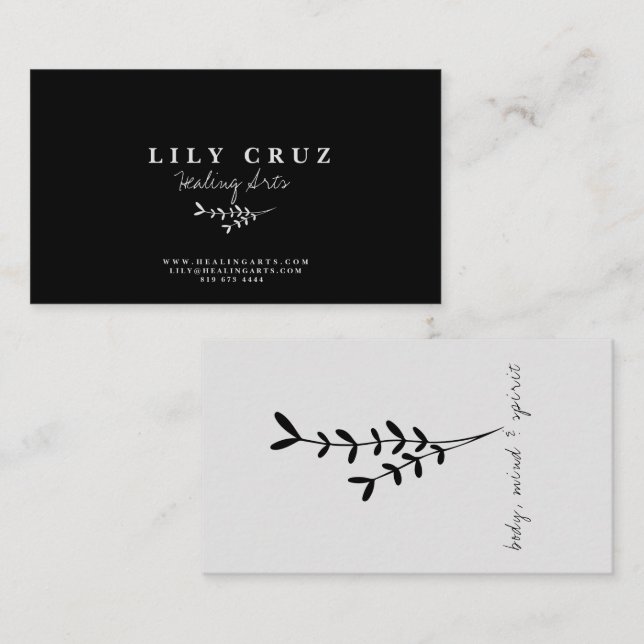 Rustic Modern Botanical Calligraphy Business Card (Front/Back)