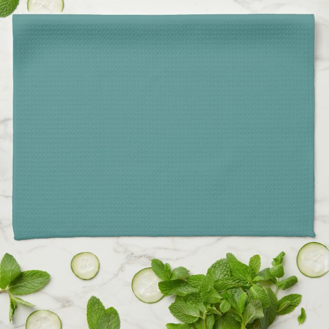 Rustic Modern Branches Antlers Monogram | Teal Kitchen Towel (Folded)