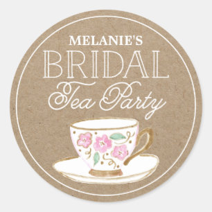 Rustic Modern Bridal Tea Party Bridal Shower Classic Round Sticker