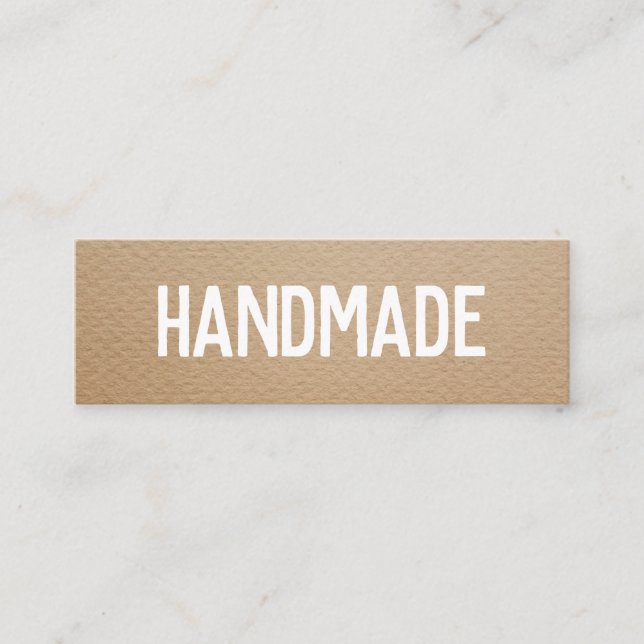 Rustic modern brown kraft handmade gifts seller mini business card (Front)