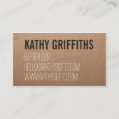 Rustic modern brown kraft paper handmade cardboard business card (Back)