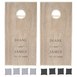 Rustic Modern Brown Washed Custom Wedding Monogram Cornhole Set