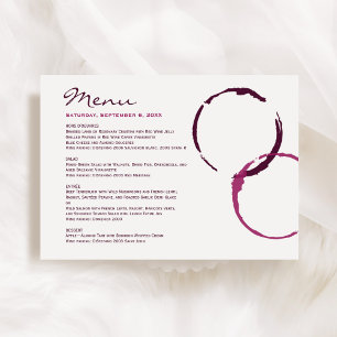 Rustic Modern Burgundy Wine Stain Rings Wedding Menu