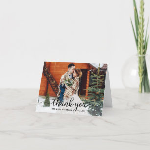 Rustic Modern Calligraphy Photo Wedding Note Letterpress Thank You Card