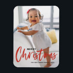 Rustic Modern Calligraphy Red Merry Christmas Magnet<br><div class="desc">Merry Christmas! Bring a touch of holiday cheer to your home with our Customizable Photo Christmas Magnet! Perfect for displaying cherished memories, this magnet allows you to personalize it with your favorite festive photo, making it a unique addition to your holiday decor. An ideal gift for family and friends—create memorable...</div>