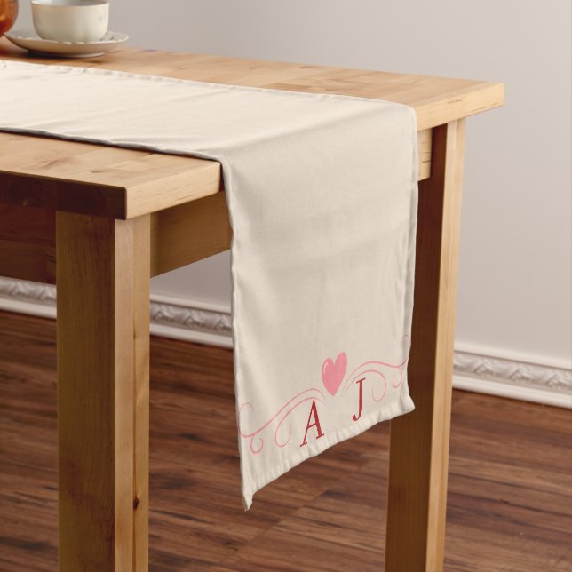 Rustic Modern Champagne Monogram Wedding  Medium Table Runner (In Situ)