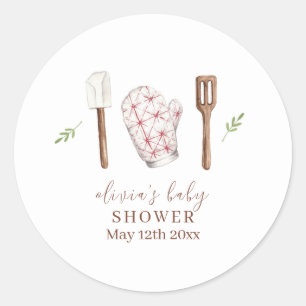 Rustic Modern Chef Kitchen Stuff Baby Shower  Classic Round Sticker