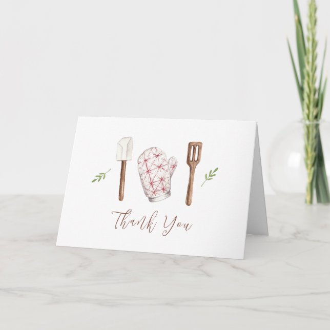 Rustic Modern Chef Kitchen Stuff Baby Shower  Letterpress Thank You Card (Front)