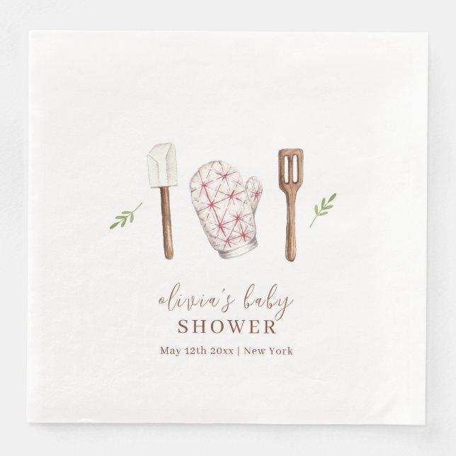 Rustic Modern Chef Kitchen Stuff Baby Shower  Paper Dinner Napkins (Front)