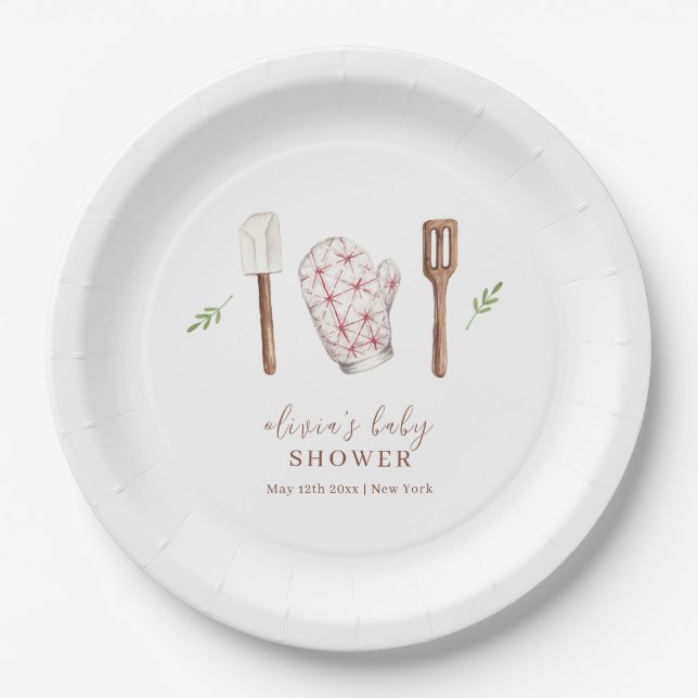 Rustic Modern Chef Kitchen Stuff Baby Shower  Paper Plates (Front)