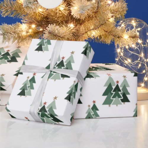 Rustic Modern Christmas Trees Wrapping Paper